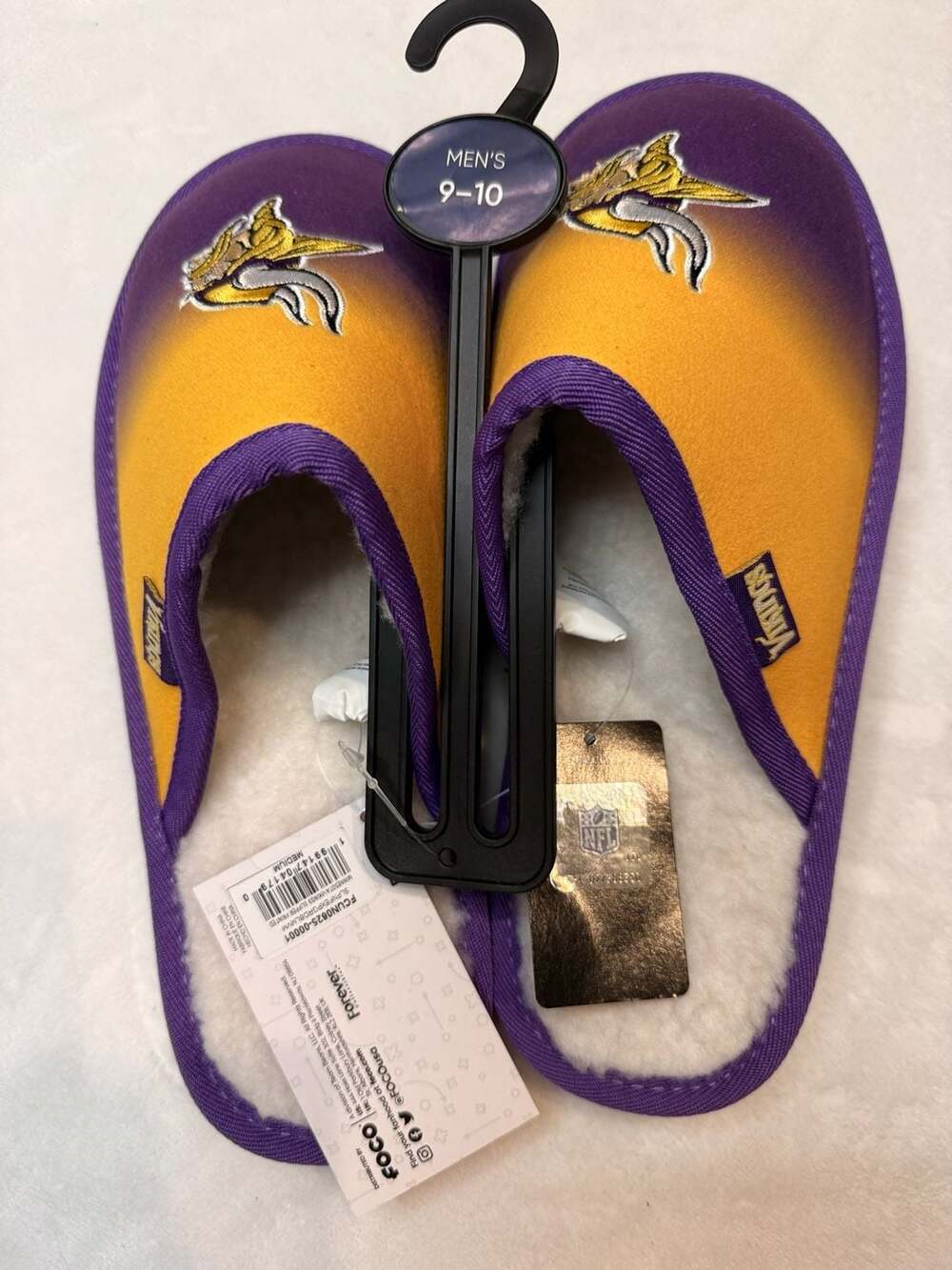 FOCO NFL Minnesota Vikings Big Logo Color Edge Slippers Men's Size 9-10